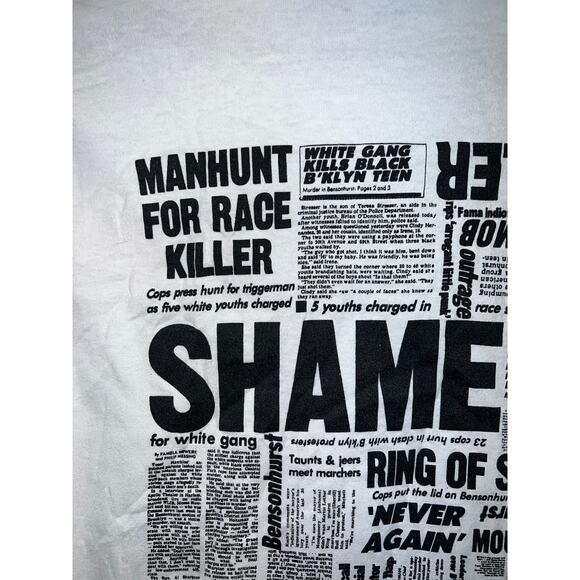 Vintage Spike Lee Shirt Jungle Fever Movie Film Newspaper Race Killer 90s Tee M - Picture 9 of 13